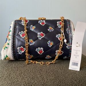 Tory Burch Cleo Quilted floral leather shoulder Bag